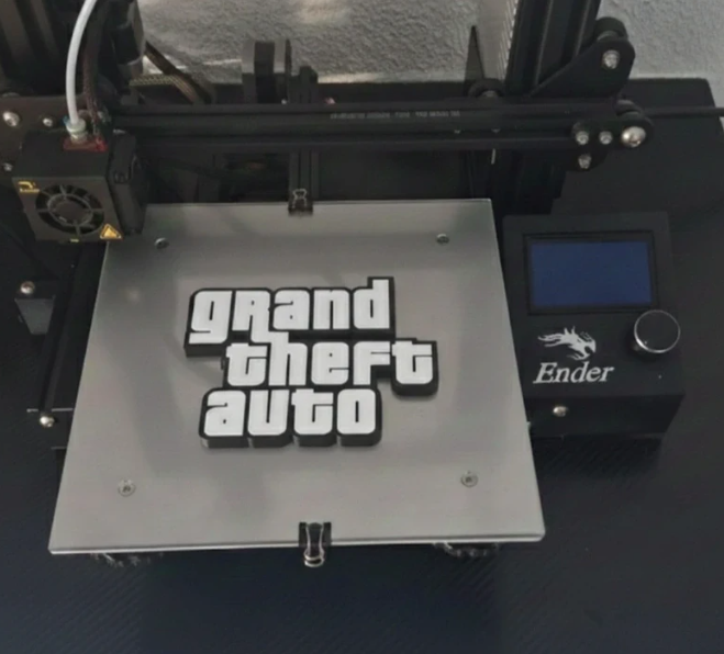 Logo Grand Theft Auto impreso 3D