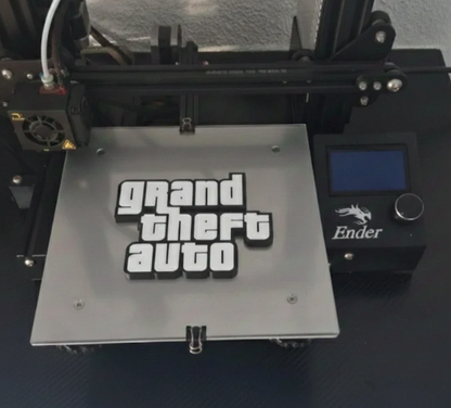 Logo Grand Theft Auto impreso 3D